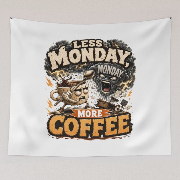 Item preview, Less Monday More Coffee Funny Quote designed and sold by pradeepvisuals.