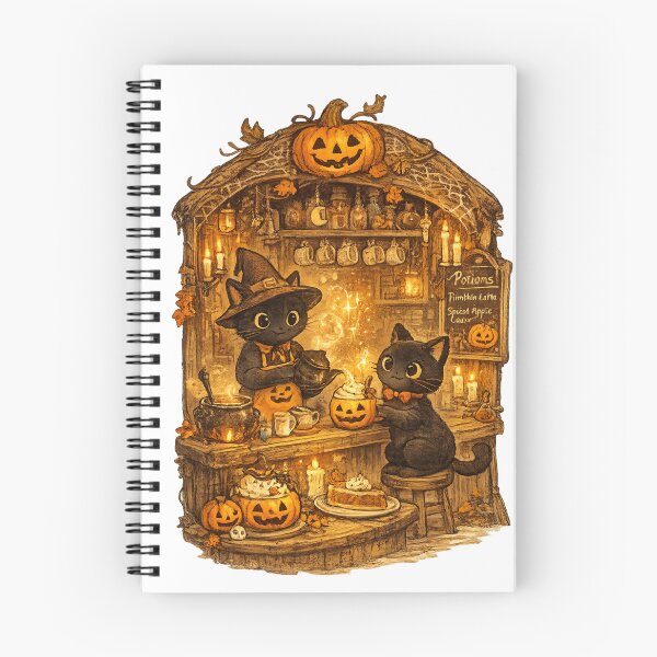 Item preview, Cute Halloween Black Cat Café Sticker | Witch Cat Pumpkin Latte | Cozy Spooky Coffee Shop Art designed and sold by MrDev.