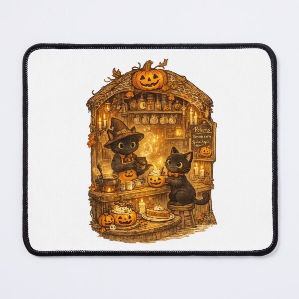 Item preview, Cute Halloween Black Cat Café Sticker | Witch Cat Pumpkin Latte | Cozy Spooky Coffee Shop Art designed and sold by MrDev.
