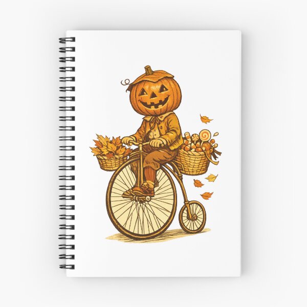 Item preview, Vintage Halloween Pumpkin Rider | Jack O' Lantern Penny Farthing | Whimsical Autumn Bicycle | Retro Spooky Fall | Pumpkin Head Halloween Art designed and sold by MrDev.