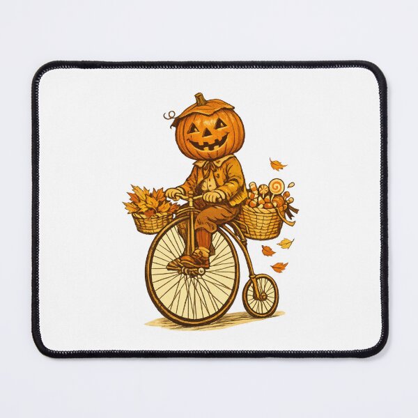 Item preview, Vintage Halloween Pumpkin Rider | Jack O' Lantern Penny Farthing | Whimsical Autumn Bicycle | Retro Spooky Fall | Pumpkin Head Halloween Art designed and sold by MrDev.