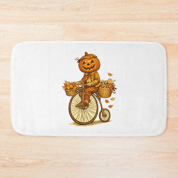 Item preview, Vintage Halloween Pumpkin Rider | Jack O' Lantern Penny Farthing | Whimsical Autumn Bicycle | Retro Spooky Fall | Pumpkin Head Halloween Art designed and sold by MrDev.