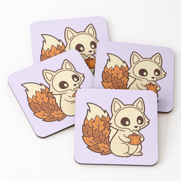 Item preview, Cute Skull Face Fox with Autumn Leaf Tail designed and sold by Castiora.