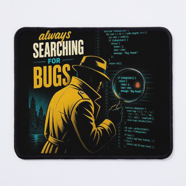 Item preview, Always Searching For Bugs v2 - Noir Detective Programmer Funny Shirt designed and sold by Geek Tracy Shop.