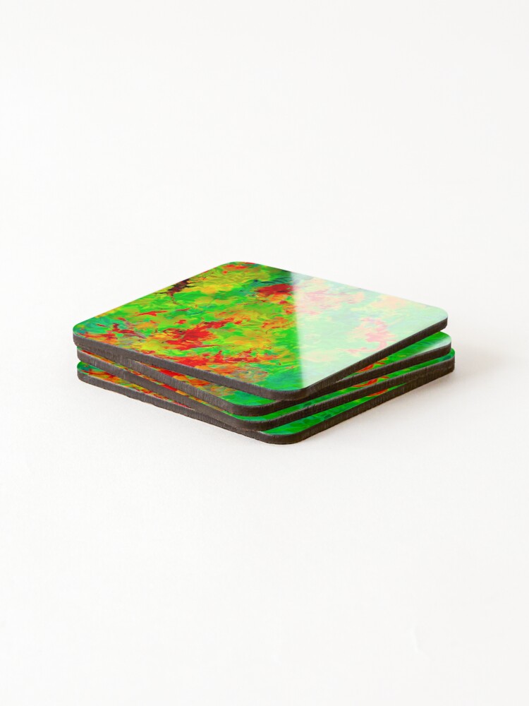 Thumbnail 4 of 5, Coasters (Set of 4), Green Pattern Abstract designed and sold by ViaARTfactory.