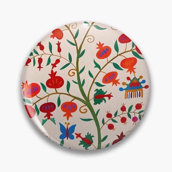 Item preview, Uzbekistan Suzani Pomegranate Tree Embroidery Print designed and sold by Vicky Brago-Mitchell®.