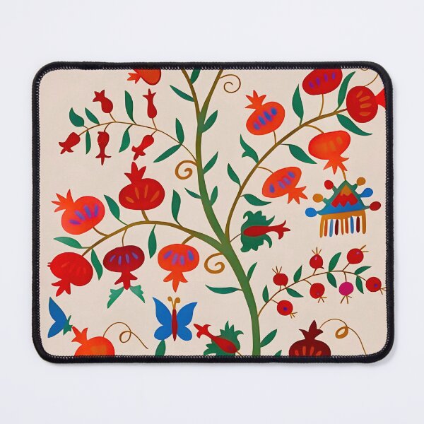 Item preview, Uzbekistan Suzani Pomegranate Tree Embroidery Print designed and sold by Vicky Brago-Mitchell®.