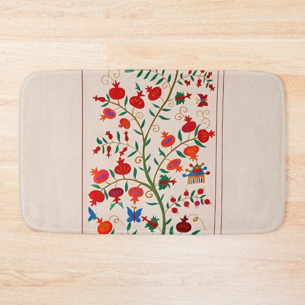 Item preview, Uzbekistan Suzani Pomegranate Tree Embroidery Print designed and sold by Vicky Brago-Mitchell®.