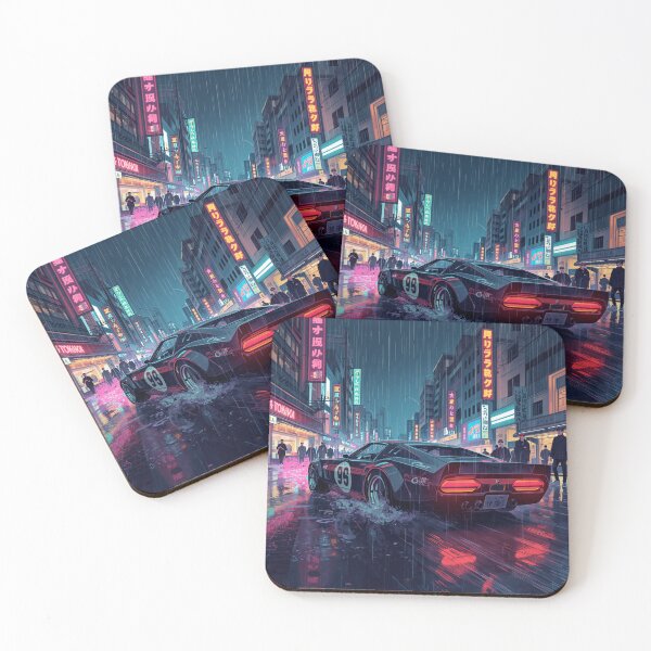 Item preview, ArtNeonRainStreetRacer – Cyberpunk JDM Night City Aesthetic Art Print designed and sold by Artrendzs.
