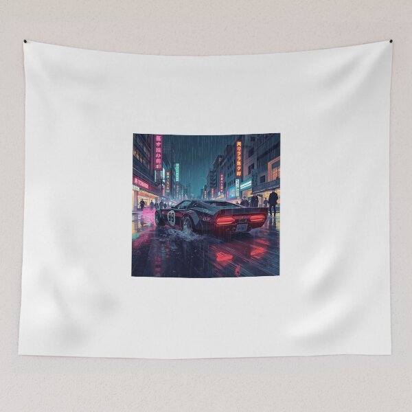 Item preview, ArtNeonRainStreetRacer – Cyberpunk JDM Night City Aesthetic Art Print designed and sold by Artrendzs.