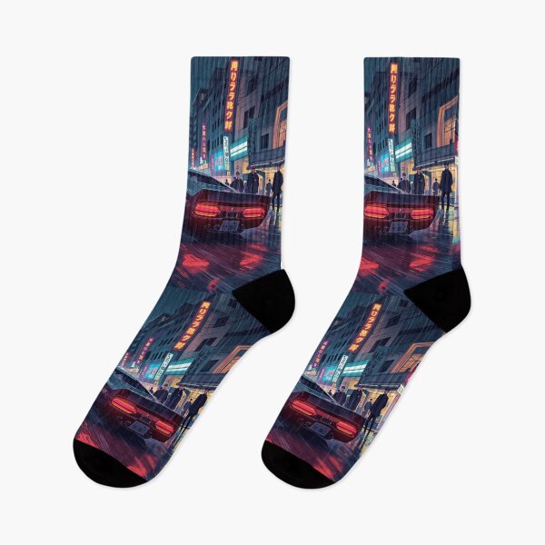Item preview, ArtNeonRainStreetRacer – Cyberpunk JDM Night City Aesthetic Art Print designed and sold by Artrendzs.