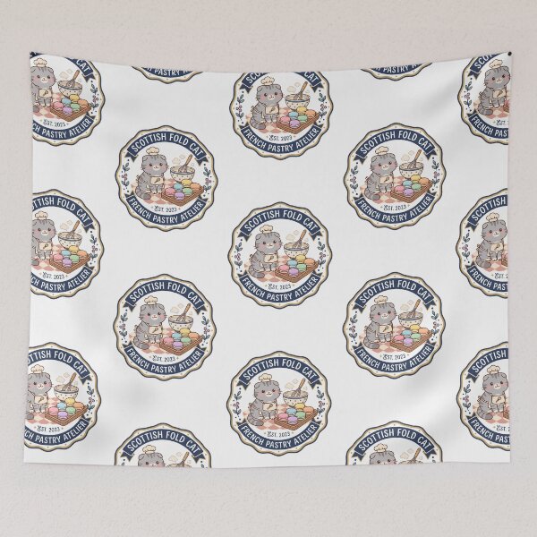 Item preview, Scottish Fold Cat French Pastry Macaron Baking designed and sold by PictoVibe.