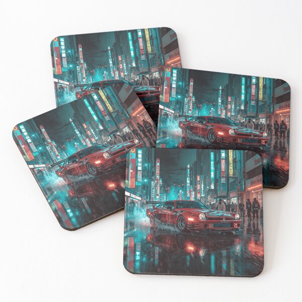Item preview, ArtNeonRainStreetRacer – Cyberpunk JDM Night City Aesthetic Art Print designed and sold by Artrendzs.