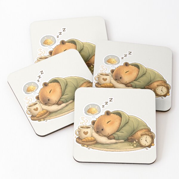 Item preview, Sleepy Cozy Capybara Coffee Sticker designed and sold by loukaidigitals.