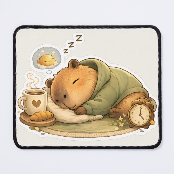 Item preview, Sleepy Cozy Capybara Coffee Sticker designed and sold by loukaidigitals.