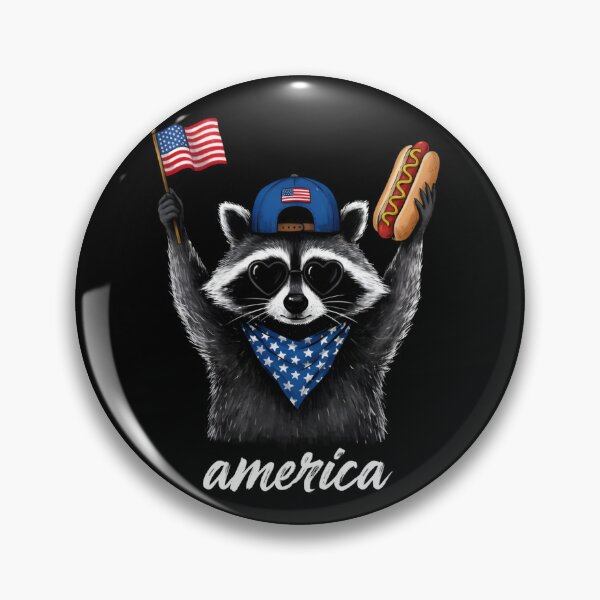 Item preview, Funny Patriotic Raccoon America, USA Flag Hot Dog Fourth of July, Cute American Raccoon Independence Day designed and sold by Zizo-DR44.