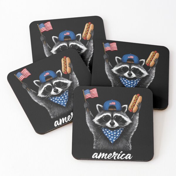 Item preview, Funny Patriotic Raccoon America, USA Flag Hot Dog Fourth of July, Cute American Raccoon Independence Day designed and sold by Zizo-DR44.