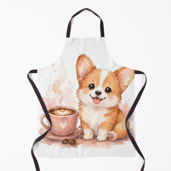 Item preview, Cute Watercolor Corgi and Coffee Latte designed and sold by Piising.