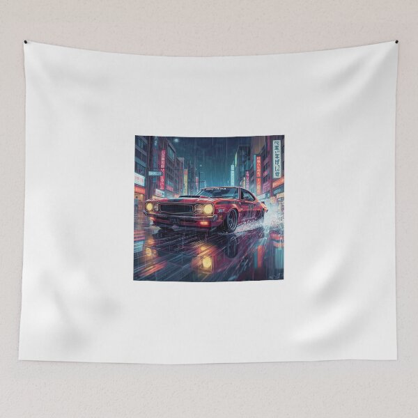 Item preview, ArtNeonRainStreetRacer – Cyberpunk JDM Night City Aesthetic Art Print designed and sold by Artrendzs.