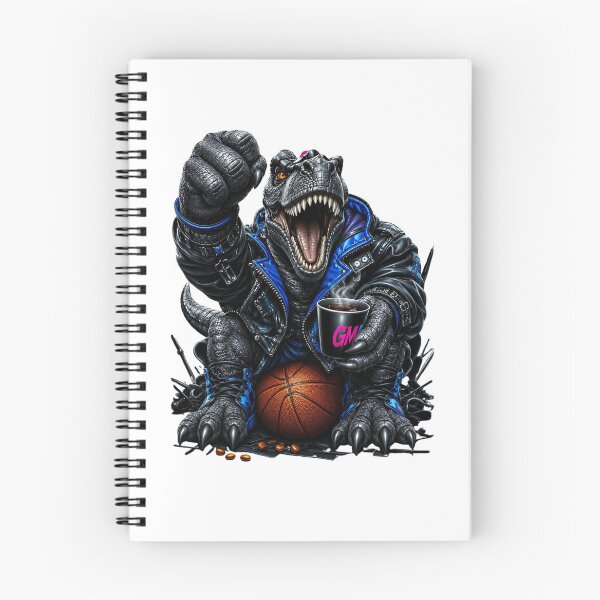 Item preview, GM Coffee Rex - Roaring Dinosaur in Leather Jacket with Basketball designed and sold by Samasem365.