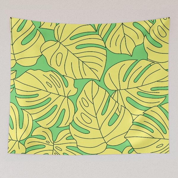 Item preview, Yellow And Green Monstera Palm Leaves Tropical Pattern designed and sold by DEC02.