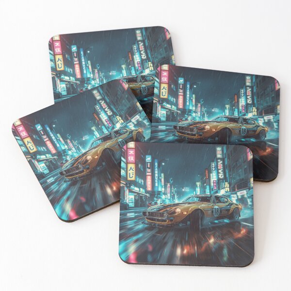 Item preview, ArtNeonRainStreetRacer – Cyberpunk JDM Night City Aesthetic Art Print designed and sold by Artrendzs.