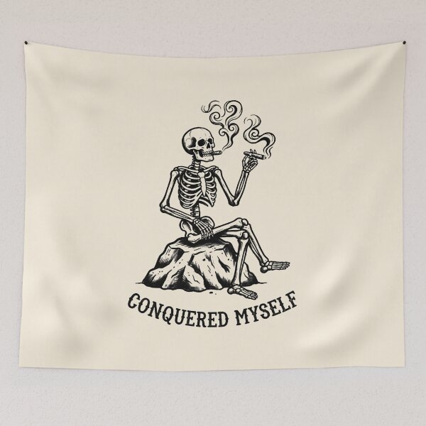 Item preview, Conquered Myself Skeleton Smoking Cigar Vintage designed and sold by SplashTastic.