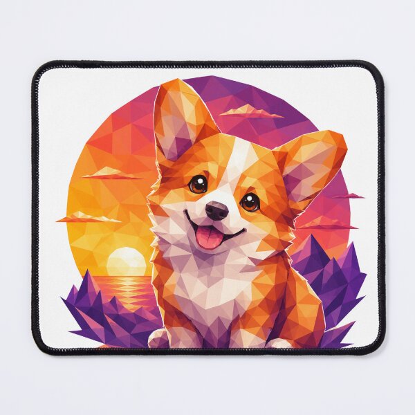 Item preview, Low Poly Corgi Puppy Mountain Sunset designed and sold by Piising.