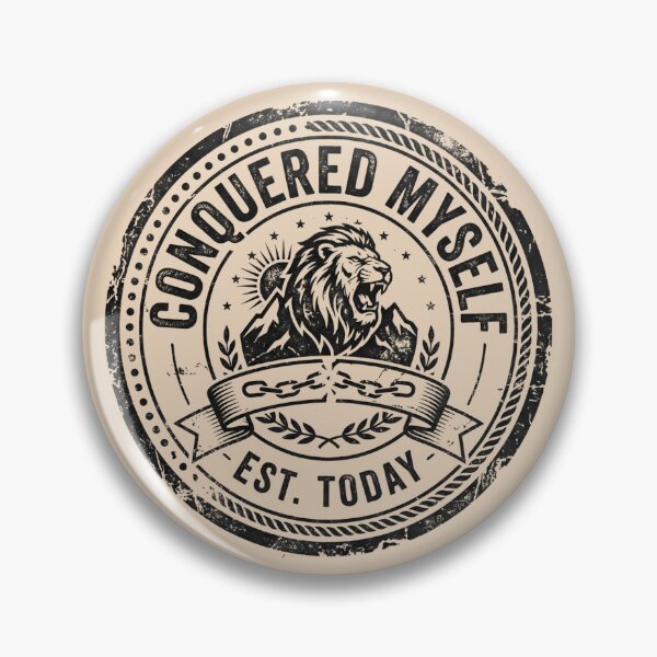 Item preview, Conquered Myself Lion Seal Stamp Typography designed and sold by SplashTastic.