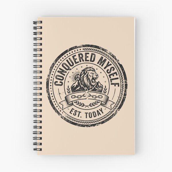 Item preview, Conquered Myself Lion Seal Stamp Typography designed and sold by SplashTastic.