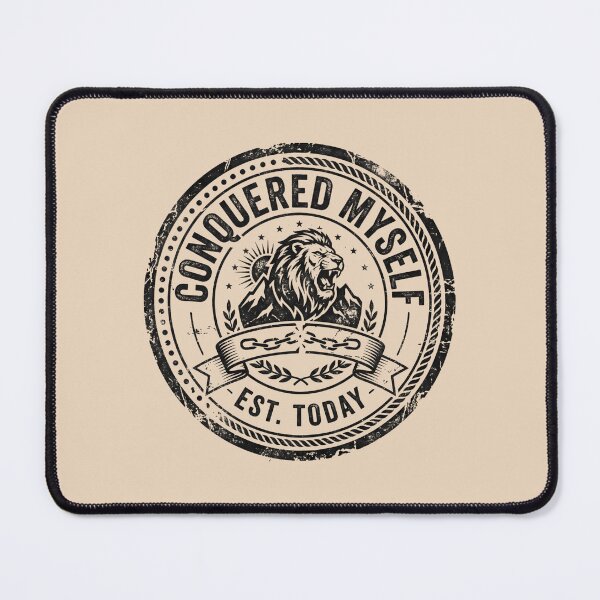 Item preview, Conquered Myself Lion Seal Stamp Typography designed and sold by SplashTastic.