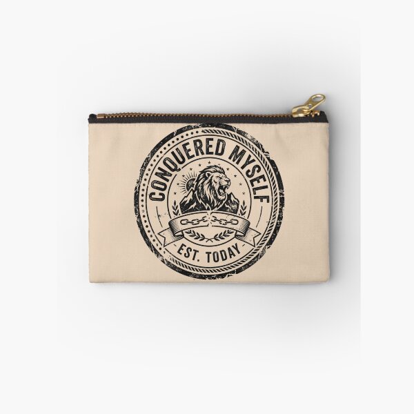 Item preview, Conquered Myself Lion Seal Stamp Typography designed and sold by SplashTastic.