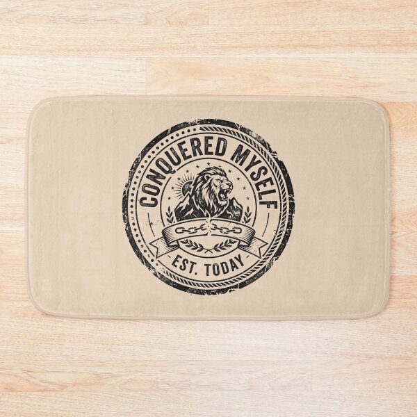 Item preview, Conquered Myself Lion Seal Stamp Typography designed and sold by SplashTastic.