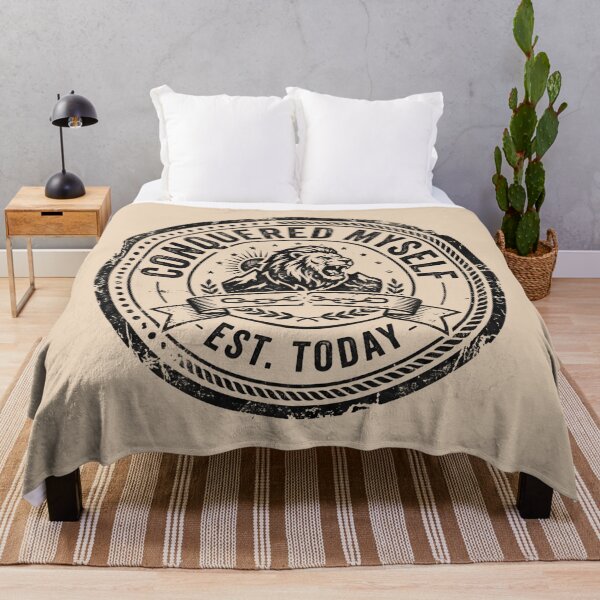 Item preview, Conquered Myself Lion Seal Stamp Typography designed and sold by SplashTastic.