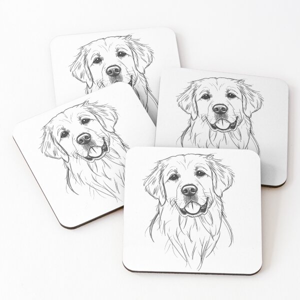 Item preview, Happy Golden Retriever Ink Sketch designed and sold by Piising.