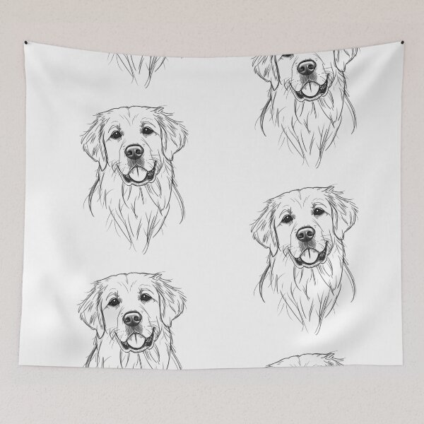 Item preview, Happy Golden Retriever Ink Sketch designed and sold by Piising.