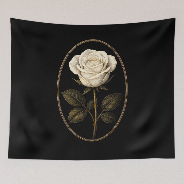 Item preview, Vintage White Rose Botanical Engraving Art designed and sold by bellaever.