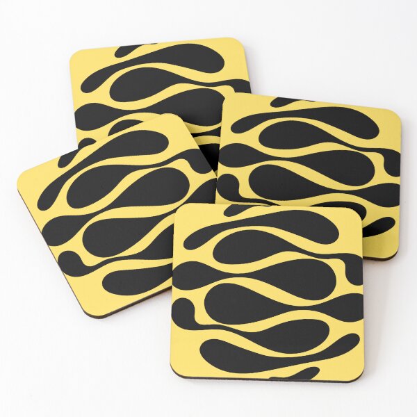 Item preview, Abstract Organic Black Waves on Yellow | Modern Minimalist Pattern designed and sold by Krystek-Studio .