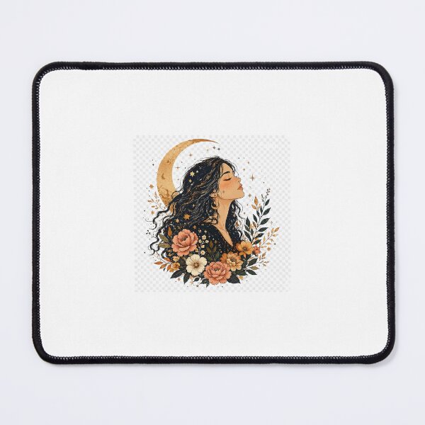 Item preview, Celestial Boho Woman Floral Art | Moon Goddess Botanical Aesthetic | Vintage Feminine T-Shirt Design designed and sold by deepredbubble.