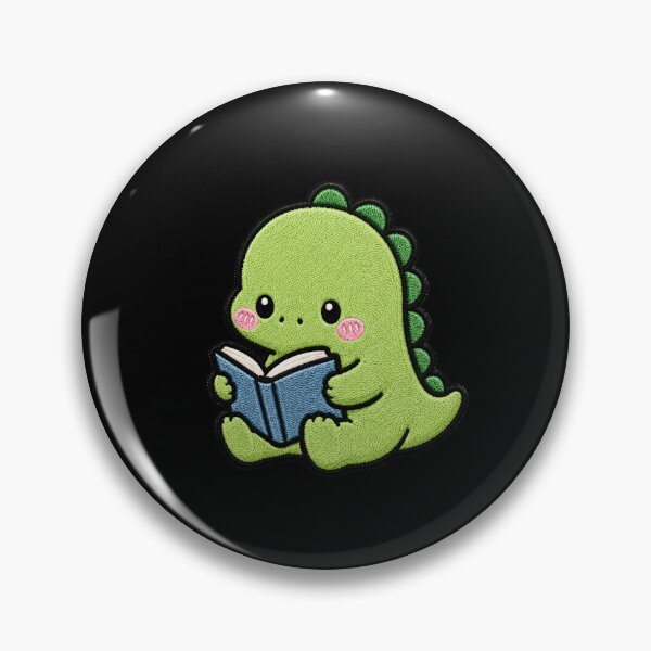 Item preview, Cute Reading Dino Embroidery Patch Kawaii Design designed and sold by ColorSplash123.