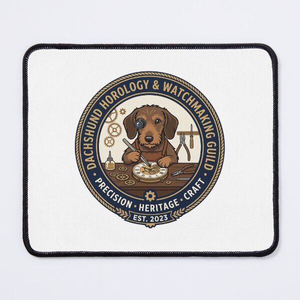 Item preview, Dachshund Horology Watchmaking Vintage Clock Repair designed and sold by PictoVibe.