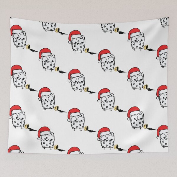 Item preview, Cartoon Owl Cute Christmas Santa Hat Night Illustration designed and sold by Dopique.
