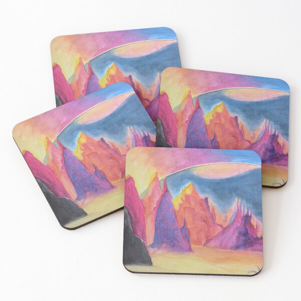 Item preview, Ilvaron - Sci-fi Fantasy Dessert Dunes and Mountains - Acrylic Painting  designed and sold by DreamTrek.