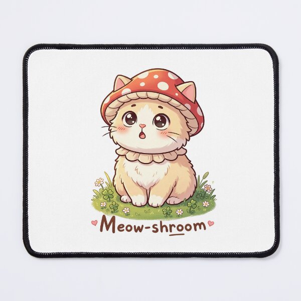 Item preview, Cute Chibi Cat in Mushroom Hat – Kawaii Forest Kitten Illustration designed and sold by MurkCraft.