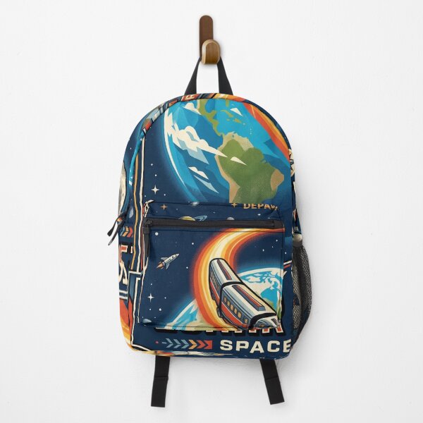 Item preview, Lunar Express 707 Space Railway Retro Poster Earth Moon Train Art Print designed and sold by Void and Neon.