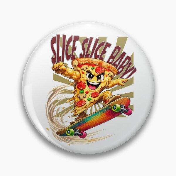 Item preview, Slice Slice Baby Funny Skateboarding Pizza T-Shirt Retro Skater Tee designed and sold by Bluebird Crafted Tee.