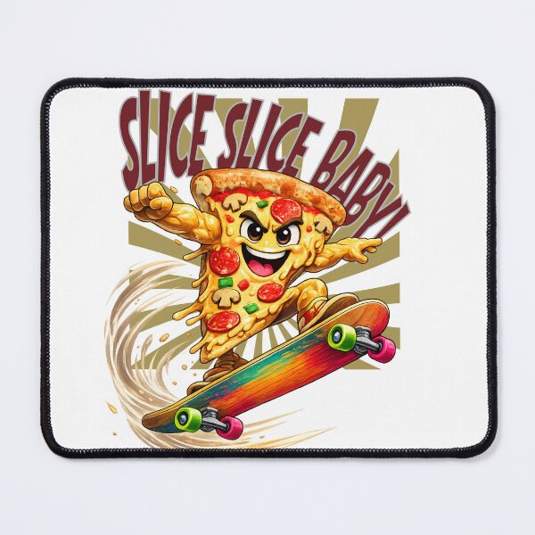 Item preview, Slice Slice Baby Funny Skateboarding Pizza T-Shirt Retro Skater Tee designed and sold by Bluebird Crafted Tee.