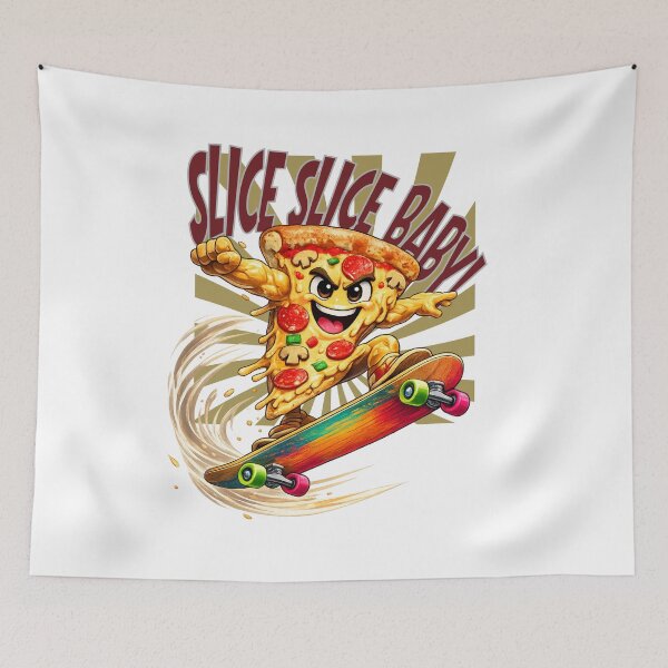 Item preview, Slice Slice Baby Funny Skateboarding Pizza T-Shirt Retro Skater Tee designed and sold by Bluebird Crafted Tee.
