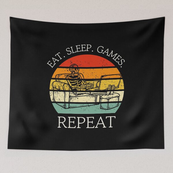 Item preview, Eat. Sleep. Games. Repeat Skeleton Design designed and sold by OldSkullDesigns.