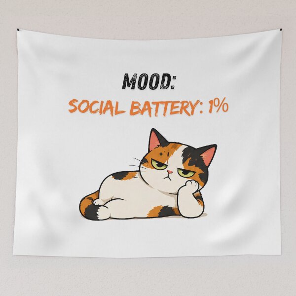 Item preview, Grumpy Calico Cat - Mood: Social Battery: 1% designed and sold by Lunexa-Lab.
